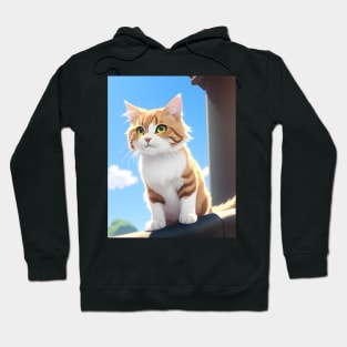 Adorable Cat Illustration- Modern Digital Art Hoodie